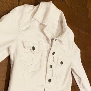 KUT from the kloth white distressed denim jacket
